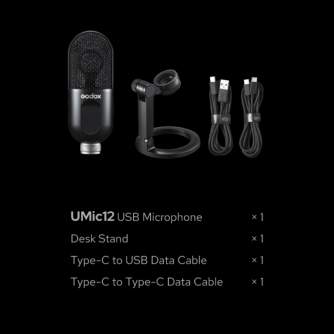 Podkāstu mikrofoni - Godox USB Condenser Microphone UMic12 - ātri pasūtīt no ražotāja