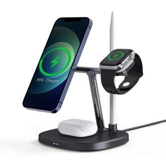 Telefonų, planšetinių kompiuterių ir GPS įkrovikliai - Choetech 15W 4 in 1 Wireless Charger Holder Magsafe T583-F - быстрый зака