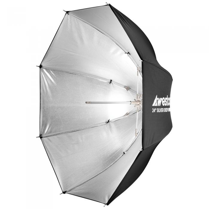 Foto lietussargi - Westcott Deep Umbrella - Silver Bounce (24") - ātri pasūtīt no ražotāja