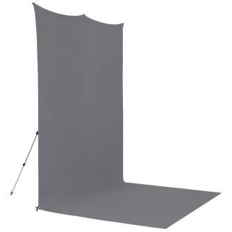 Background Set with Holder - Westcott X-Drop Pro Wrinkle-Resistant Backdrop Kit - Neutral Gray Sweep (8 x 13) - buy today in store and with delivery