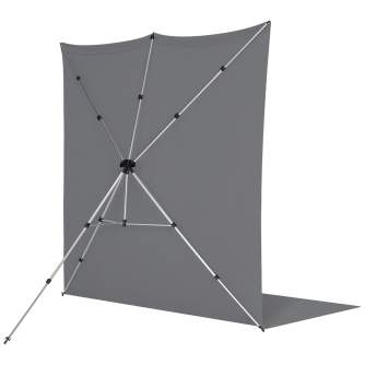 Background Set with Holder - Westcott X-Drop Pro Wrinkle-Resistant Backdrop Kit - Neutral Gray Sweep (8 x 13) - buy today in store and with delivery