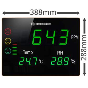 Meteoroloģiskās stacijas - BRESSER CO2 measuring device Smile XXL with traffic lights and extra-large LED display - ātri pasūtīt no ražotāja