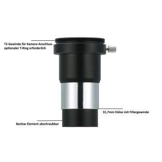 Telescopes - Bresser Vixen 2x Barlow Lens with T2 Thread - quick order from manufacturer