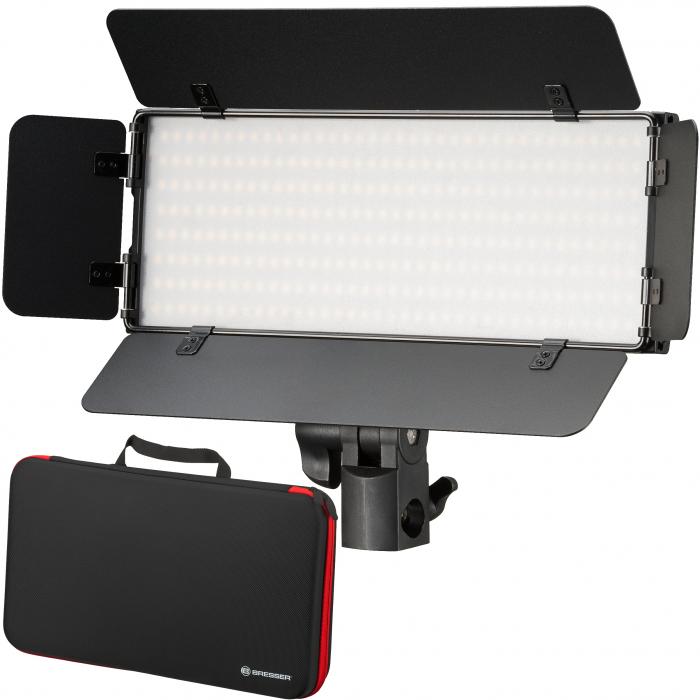 LED панели - BRESSER PT 30B-II LED Bi-Color Video Light with Barn Doors, Accumulators, Power Adaptor, Remote Control and Storage