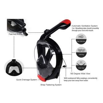 Underwater Photography - Caruba Full Face Snorkel Masker Swift - Vouwbaar + Action Cam Mount (Blauwa - S/M) - quick order from manufacturer