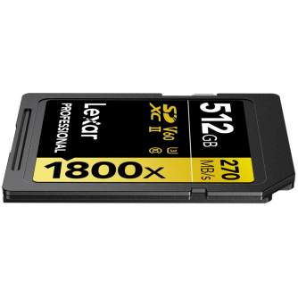 Atmiņas kartes - LEXAR PRO 1800X SDXC U3 (V60) UHS-II R270/W180 512GB LSD1800512G-BNNNG - быстрый заказ от производителя