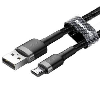 Kabeļi - Baseus Cafule Micro USB cable 1.5A 2m (Gray + Black) CAMKLF-CG1 - ātri pasūtīt no ražotāja