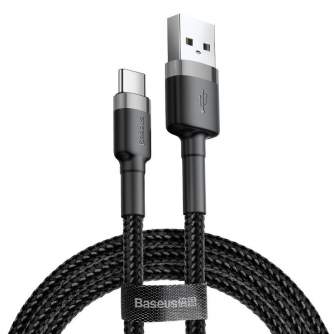 Kabeļi - Baseus Cafule cable USB-C 3A 1m (Gray+Black) CATKLF-BG1 - ātri pasūtīt no ražotāja