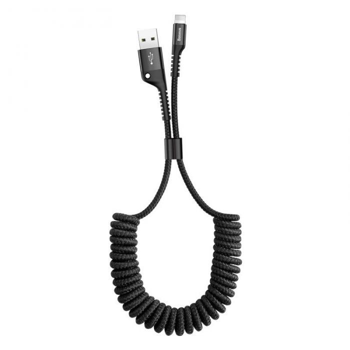 Kabeļi - Baseus Spring-loaded cable Lightning 1m 2A (black) CALSR-01 - ātri pasūtīt no ražotāja