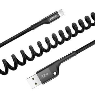 Kabeļi - Baseus Spring-loaded cable Lightning 1m 2A (black) CALSR-01 - ātri pasūtīt no ražotāja