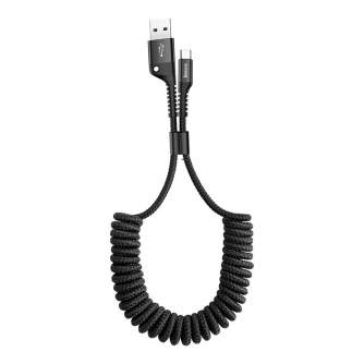 Kabeļi - Baseus Spring-loaded USB-C cable 1m 2A (Black) CATSR-01 - ātri pasūtīt no ražotāja