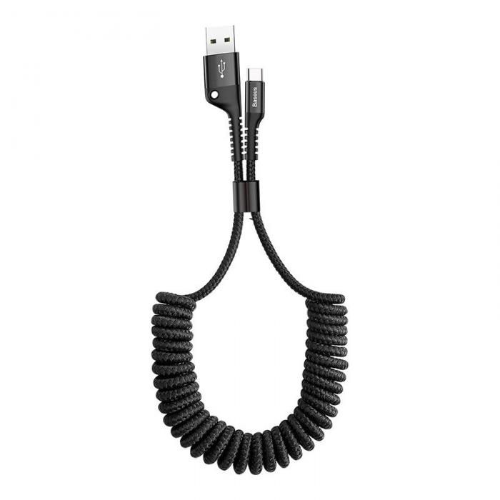 Cables - Baseus Spring-loaded USB-C cable 1m 2A (Black) CATSR-01 - quick order from manufacturer