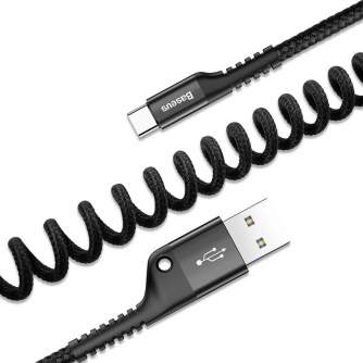 Kabeļi - Baseus Spring-loaded USB-C cable 1m 2A (Black) CATSR-01 - ātri pasūtīt no ražotāja