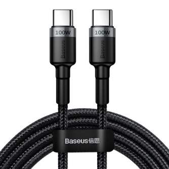 Kabeļi - Baseus Cafule PD2.0 100W flash charging USB For Type-C cable (20V 5A)2m Gray+Black CATKLF-ALG1 - perc šodien veikalā un ar piegādi