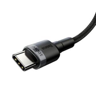 Kabeļi - Baseus Cafule PD2.0 100W flash charging USB For Type-C cable (20V 5A)2m Gray+Black CATKLF-ALG1 - perc šodien veikalā un ar piegādi