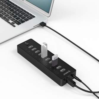 Docks & HUB - Adapteris Hub 10in1 Orico 10x USB 2.0 P10-U2-V1-EU-BK-BP - ātri pasūtīt no ražotāja