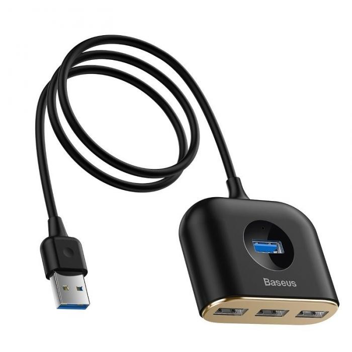 Sortimenta jaunumi - Baseus Square Round USB Adapter, HUB USB 3.0 to 1x USB 3.0 + 3x USB 2.0.1m (Black) CAHUB-AY01 - ātri pasūtīt no ražotāja