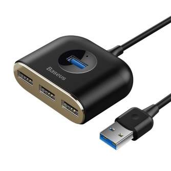 Sortimenta jaunumi - Baseus Square Round USB Adapter, HUB USB 3.0 to 1x USB 3.0 + 3x USB 2.0.1m (Black) CAHUB-AY01 - ātri pasūtīt no ražotāja