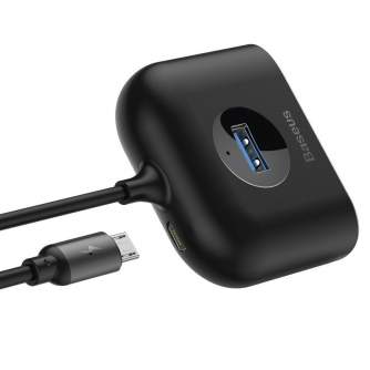 Новые товары - Baseus Square Round USB Adapter, HUB USB 3.0 to 1x USB 3.0 + 3x USB 2.0.1m (Black) CAHUB-AY01 - быстрый заказ от 