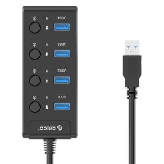 New products - Orico USB 3.0. Hub with switches, 5x USB (black) W9PH4-U3-V1-BK-BP - quick order from manufacturer