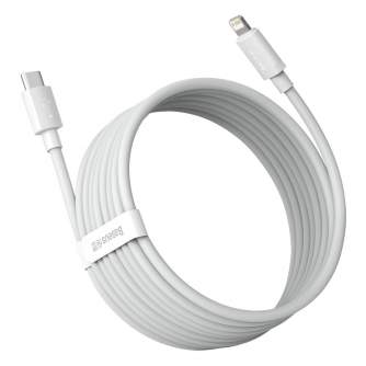 Cables - Baseus Simple Wisdom Data Cable Kit USB-C to Lightning PD 20W (2PCS/Set) 1.5m White TZCATLZJ-02 - quick order from manufacturer