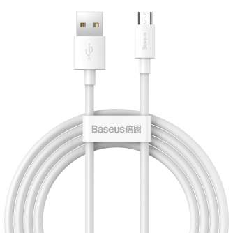 Discontinued - Baseus Simple Wisdom Data Cable Kit USB to Micro 2.1A (2PCS/Set) 1.5m White 