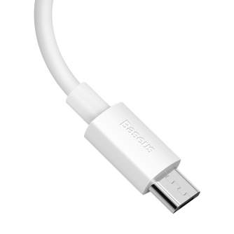 Discontinued - Baseus Simple Wisdom Data Cable Kit USB to Micro 2.1A (2PCS/Set) 1.5m White 