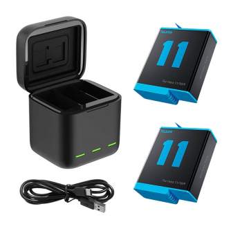 Sporta kameru aksesuāri - Telesin 3-slot charger box for GoPro HERO12 Hero 10 + 2 batteries (GP-BNC-901) hero9 HERO10 HERO11 - б