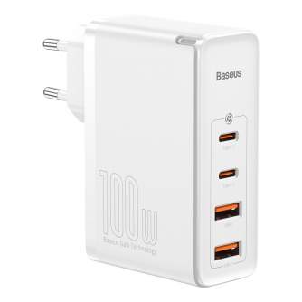 Wall charger - Travel Charger Baseus GaN2 Pro Quick 2x USB + 2x USB-C, 100W, EU (white) CCGAN2P - quick order from manufacturer