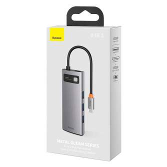 Sortimenta jaunumi - Hub 6in1 Baseus Metal Gleam Series, USB-C to 3x USB 3.0 + HDMI + USB-C PD + Ethernet RJ45 CAHUB-CW0G - ātri pasūtīt no ražotāja