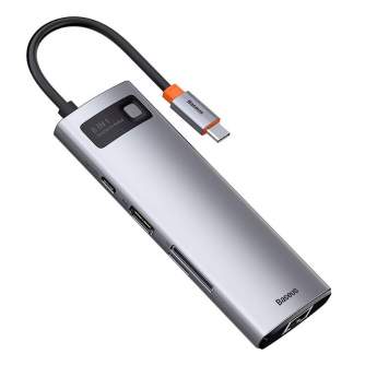 Sortimenta jaunumi - Hub 8in1 Baseus Metal Gleam Series, USB-C to 3x USB 3.0 + HDMI + USB-C PD + Ethernet RJ45 + microSD/SD CAHUB-CV0G - ātri pasūtīt no ražotāja