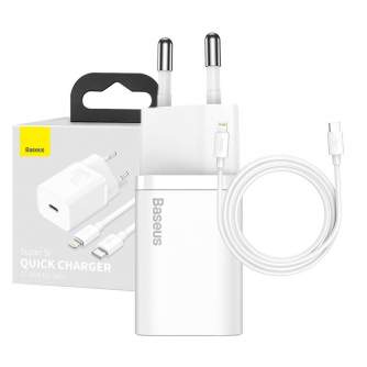 Discontinued - Baseus Super Si Quick Charger 1C 20W with USB-C cable for Lightning 1m (white) 