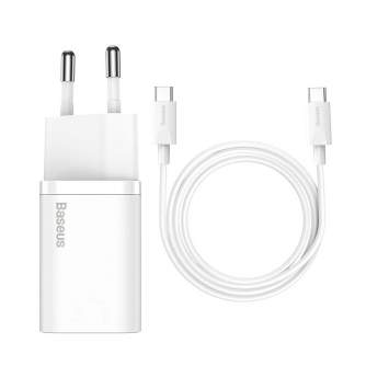 Wall charger - Baseus Super Si Quick Charger 1C 25W with USB-C cable for USB-C 1m (white) - quick order from manufacturer