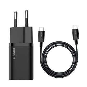 Wall charger - Baseus Super Si Quick Charger 1C 25W with USB-C cable for USB-C 1m (black) - quick order from manufacturer