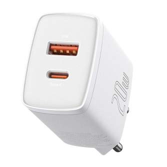 Wall charger - Baseus Compact Quick Charger, USB, USB-C, 20W (white) CCXJ-B02 - quick order from manufacturer