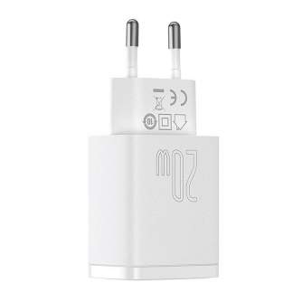 Wall charger - Baseus Compact Quick Charger, USB, USB-C, 20W (white) CCXJ-B02 - quick order from manufacturer