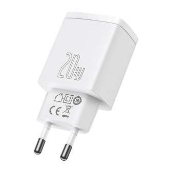 Wall charger - Baseus Compact Quick Charger, USB, USB-C, 20W (white) CCXJ-B02 - quick order from manufacturer