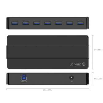 Docks & HUB - Adapter Hub 7-in-1 Orico USB 3.0 + USB 3.0 cable 1m H7928-U3-V1-EU-BK-BP - quick order from manufacturer