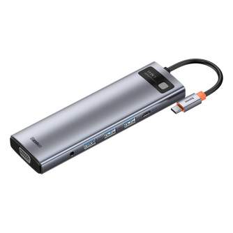 Sortimenta jaunumi - Hub 11in1 Baseus Metal Gleam Series, USB-C to 3x USB 3.0 + 2x HDMI + USB-C PD + Ethernet RJ45 + microSD/SD + VGA + AUX .. - ātri pasūtīt no ražotāja