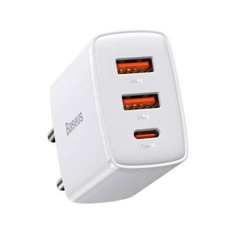 Wall charger - adowarka sieciowa Baseus Compact Quick Charger, 2xUSB, USB-C, PD, 3A, 30W (biaa) - quick order from manufacturer