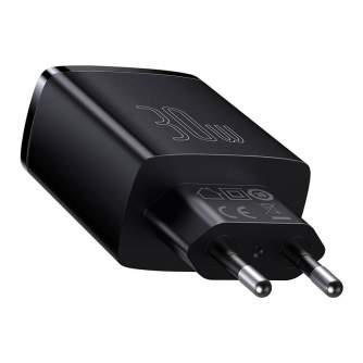 Wall charger - adowarka sieciowa Baseus Compact Quick Charger, 2xUSB, USB-C, PD, 3A, 30W (czarna) - quick order from manufacturer