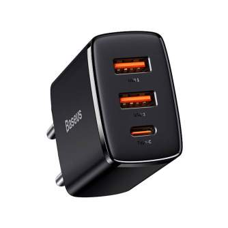 Wall charger - adowarka sieciowa Baseus Compact Quick Charger, 2xUSB, USB-C, PD, 3A, 30W (czarna) - quick order from manufacturer