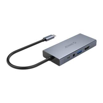 Sortimenta jaunumi - Adapter Hub Orico 5-in-1, HDMI 4K + USB 3.0 + VGA + AUX + USB-C PD 60W MC-U501P-GY-BP - ātri pasūtīt no ražotāja