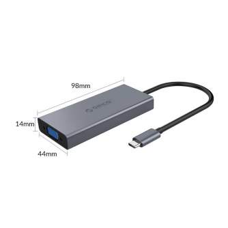 Sortimenta jaunumi - Adapter Hub Orico 5-in-1, HDMI 4K + USB 3.0 + VGA + AUX + USB-C PD 60W MC-U501P-GY-BP - ātri pasūtīt no ražotāja