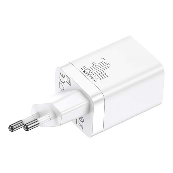 Wall charger - Baseus Super Si Pro Quick Charger USB + USB-C 30W (white) CCSUPP-E02 - quick order from manufacturer