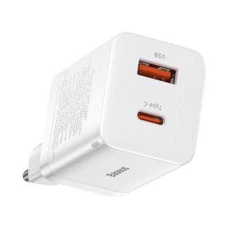 Wall charger - Baseus Super Si Pro Quick Charger USB + USB-C 30W (white) CCSUPP-E02 - quick order from manufacturer