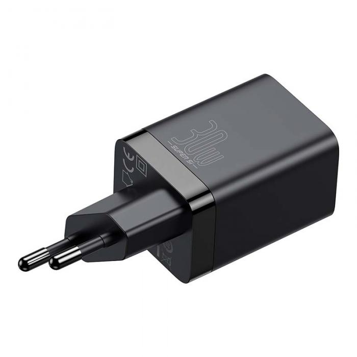 Wall charger - Baseus Super Si Pro Quick Charger USB + USB-C 30W (black) CCSUPP-E01 - quick order from manufacturer