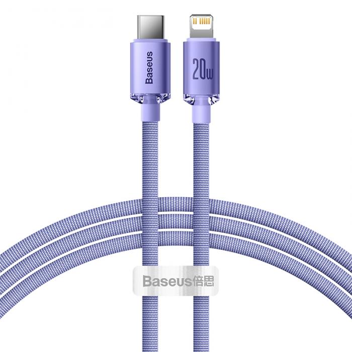 Cables - Baseus Crystal Shine cable USB-C to Lightning, 20W, PD, 1.2m (purple) CAJY000205 - quick order from manufacturer