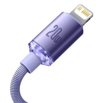 Cables - Baseus Crystal Shine cable USB-C to Lightning, 20W, PD, 1.2m (purple) CAJY000205 - quick order from manufacturer