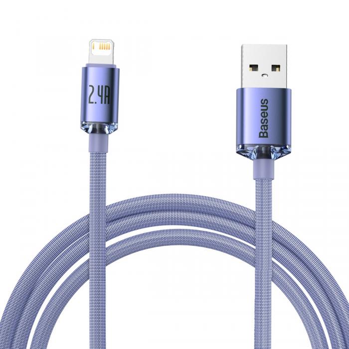 Kabeļi - Baseus Crystal Shine cable USB to Lightning, 2.4A, 2m (purple) CAJY000105 - быстрый заказ от производителя